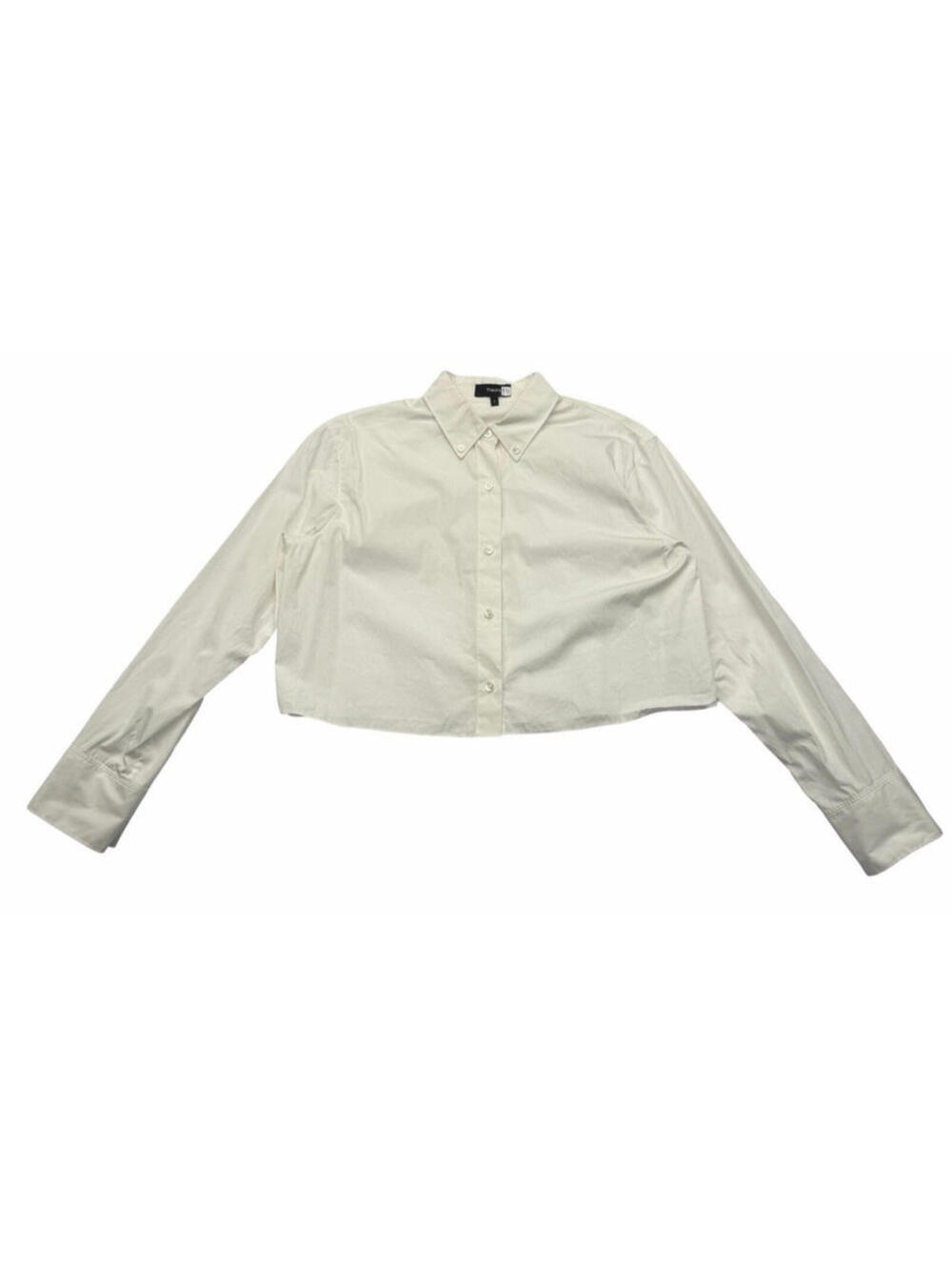 Theory Crop Boxy Long Sleeve Button Down Shirt White Size S